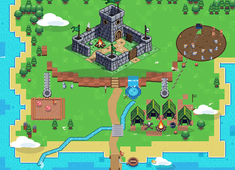 Goblin Vale chapter map: a goblin fort in mossy green hills