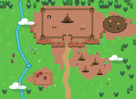 Orc Warcamp chapter map: a palisade camp on trampled earth